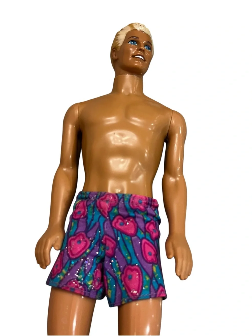 Vintage 90s Barbie glitter Ken beach tropical tan doll bathing suit